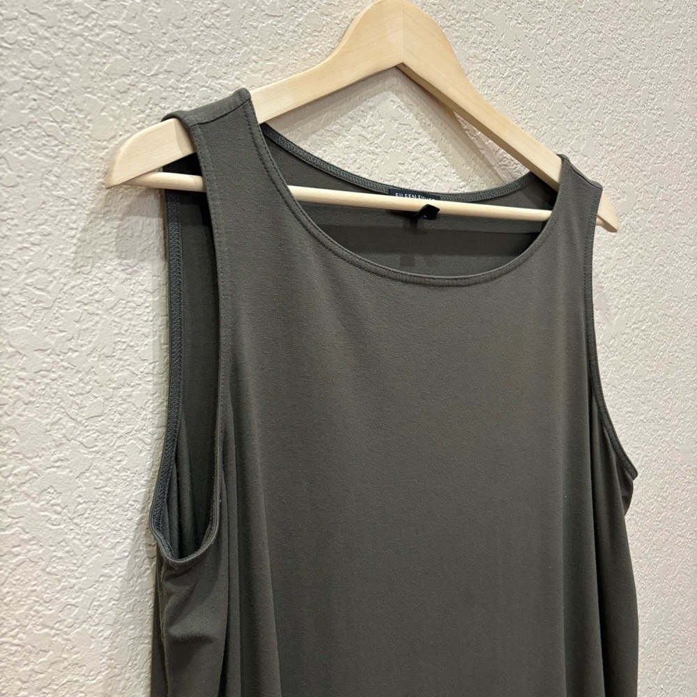 Eileen Fisher Crewneck Jersey Tank Size XL in Olive Green - Picture 3 of 9
